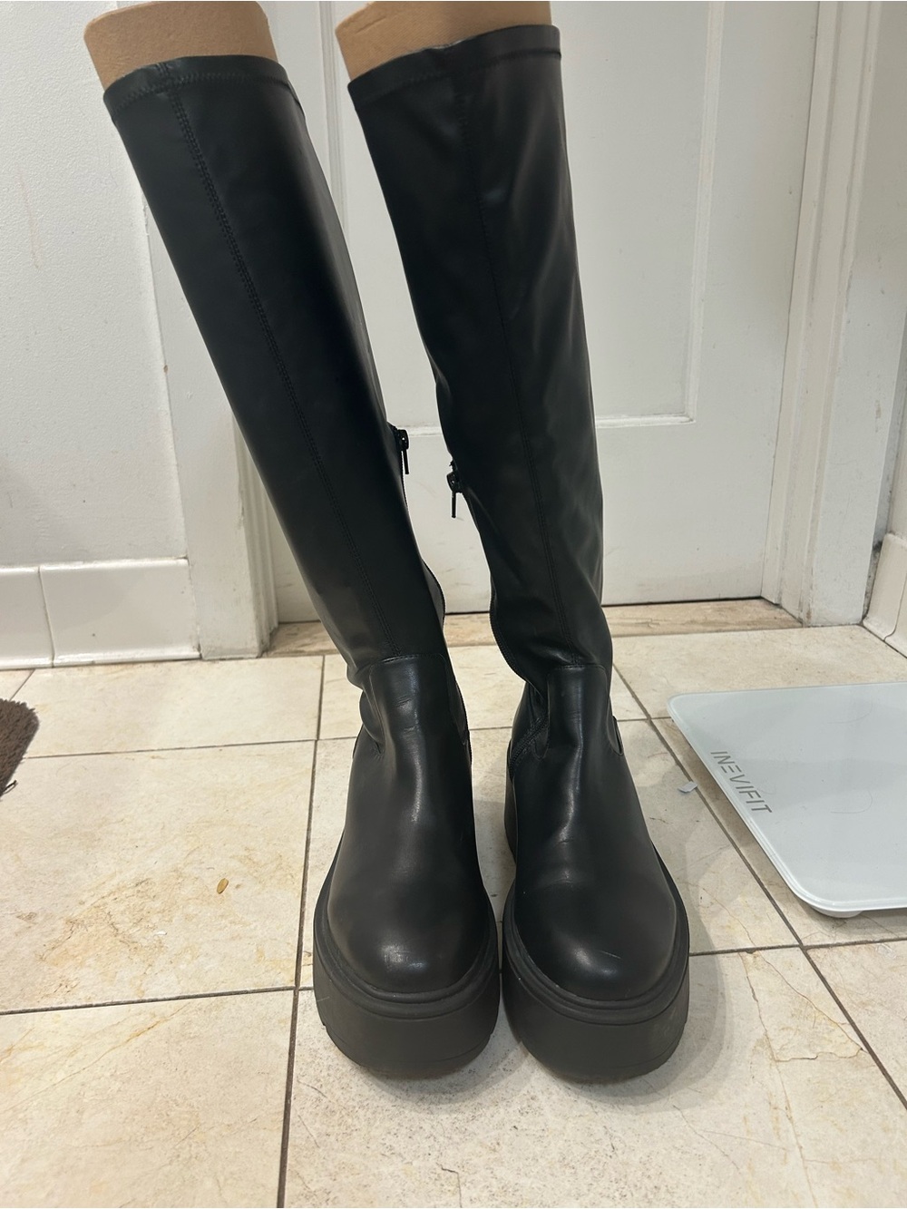 Steve Madden Black-Knee Platform Boots